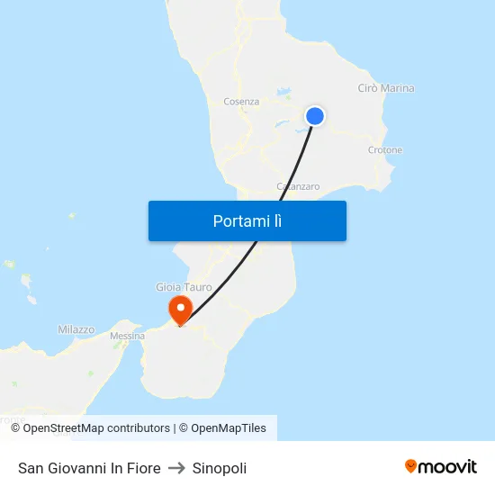 San Giovanni In Fiore to Sinopoli map