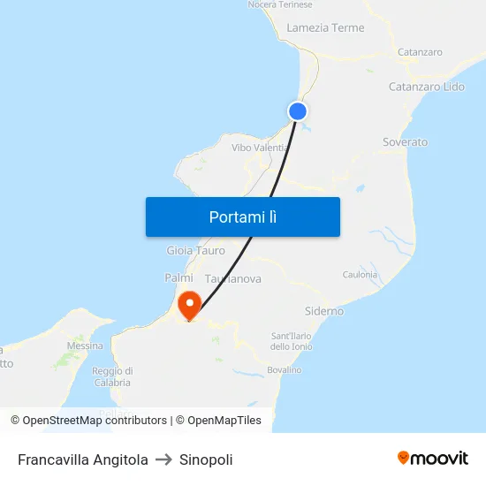 Francavilla Angitola to Sinopoli map