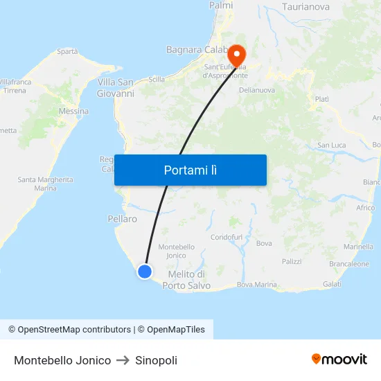 Montebello Jonico to Sinopoli map