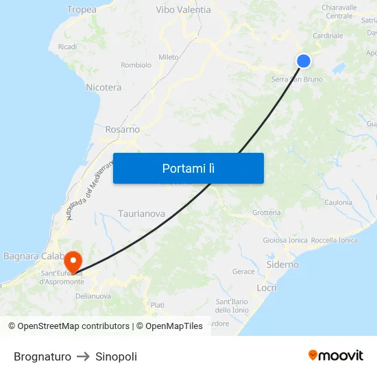 Brognaturo to Sinopoli map