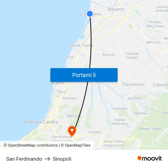 San Ferdinando to Sinopoli map