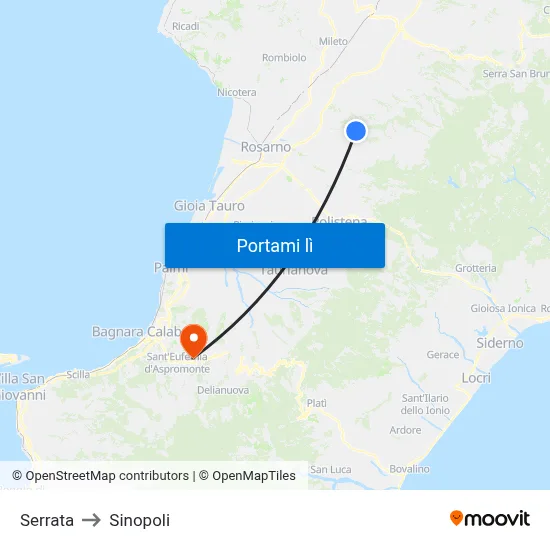 Serrata to Sinopoli map