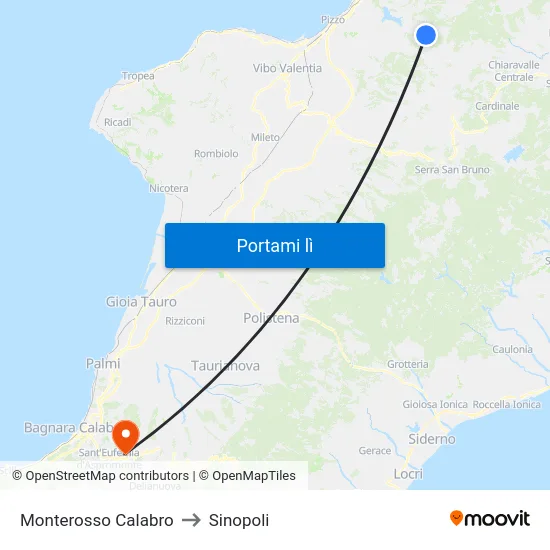 Monterosso Calabro to Sinopoli map