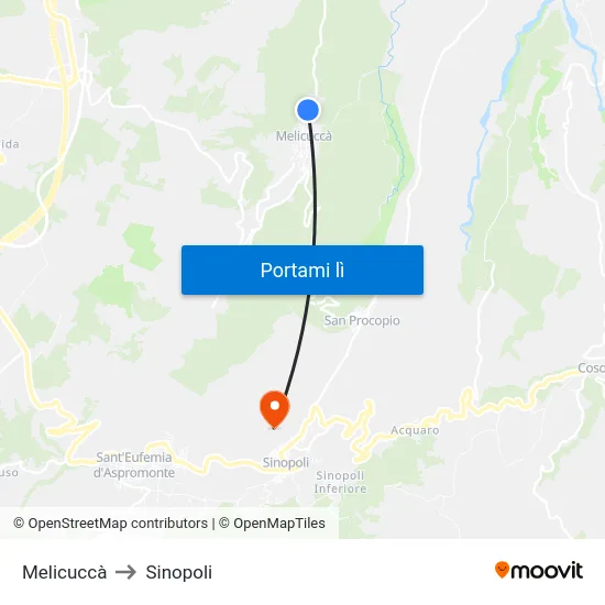 Melicuccà to Sinopoli map