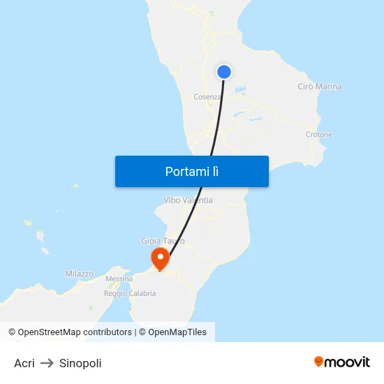 Acri to Sinopoli map