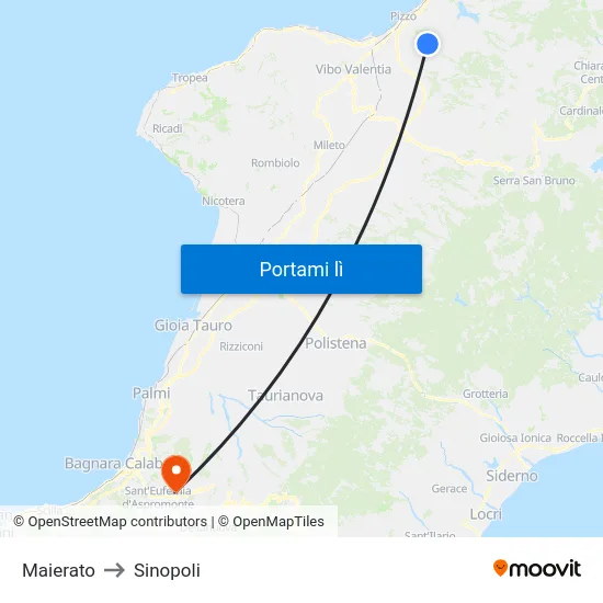 Maierato to Sinopoli map