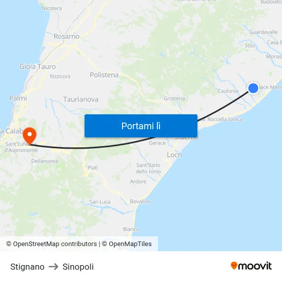 Stignano to Sinopoli map