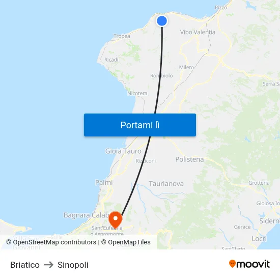 Briatico to Sinopoli map
