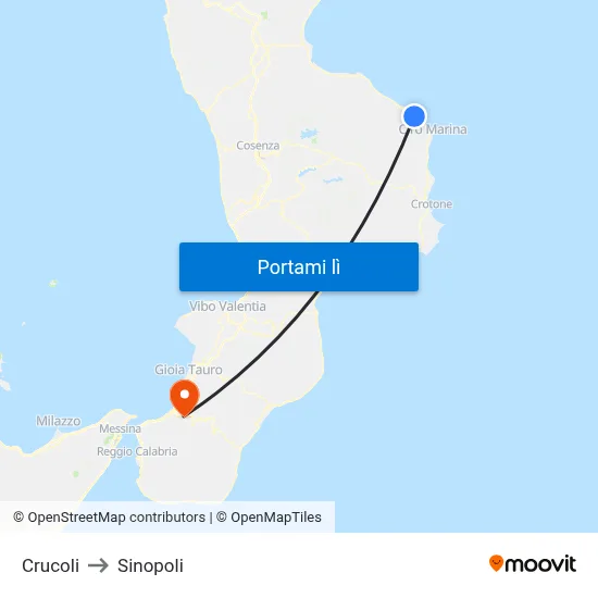 Crucoli to Sinopoli map