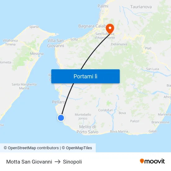 Motta San Giovanni to Sinopoli map