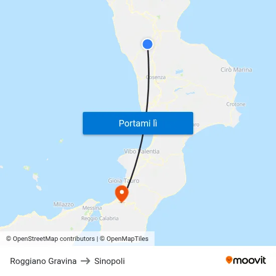 Roggiano Gravina to Sinopoli map