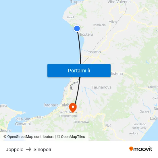 Joppolo to Sinopoli map