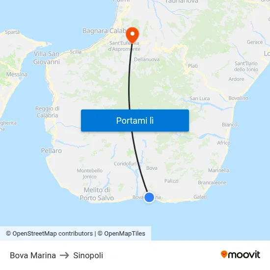 Bova Marina to Sinopoli map