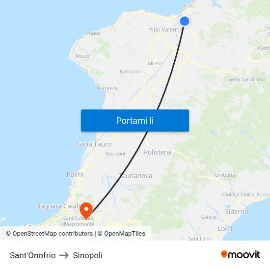 Sant'Onofrio to Sinopoli map