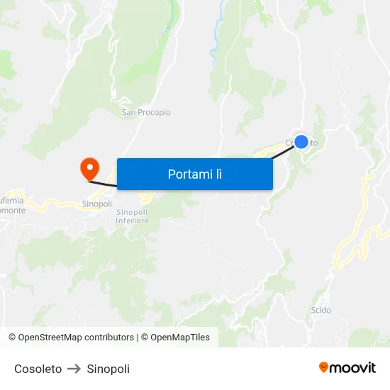 Cosoleto to Sinopoli map
