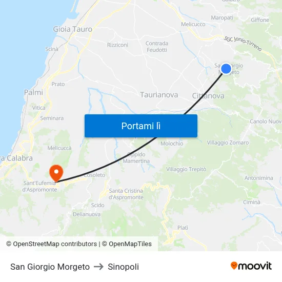 San Giorgio Morgeto to Sinopoli map