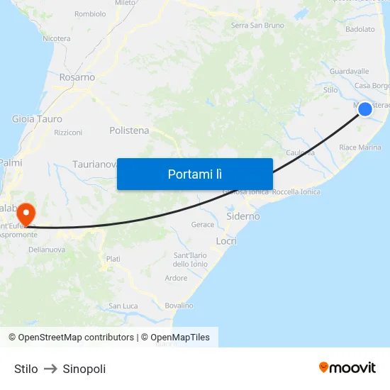 Stilo to Sinopoli map