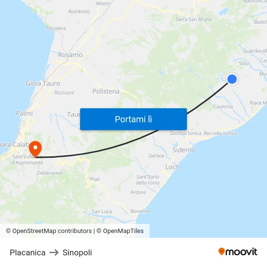 Placanica to Sinopoli map