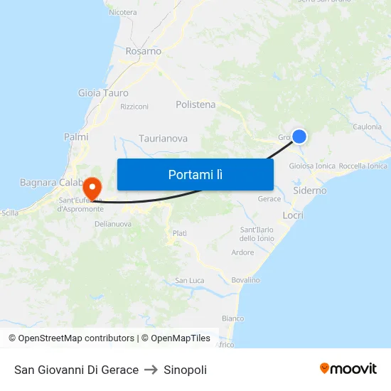 San Giovanni Di Gerace to Sinopoli map