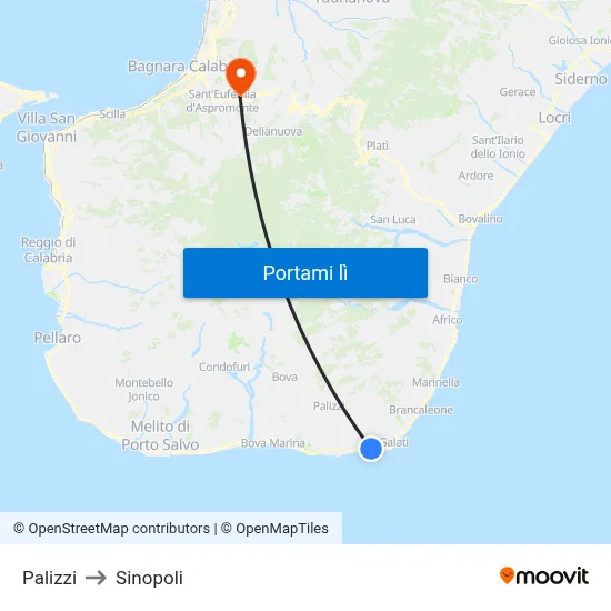 Palizzi to Sinopoli map