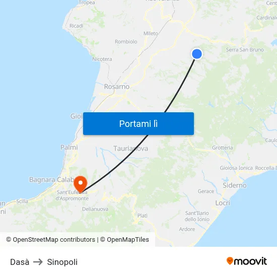 Dasà to Sinopoli map