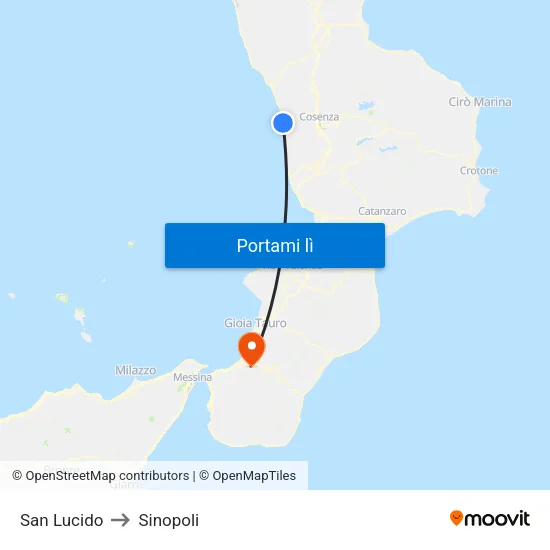 San Lucido to Sinopoli map