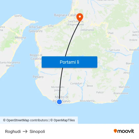 Roghudi to Sinopoli map