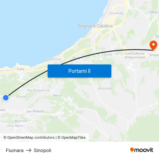 Fiumara to Sinopoli map