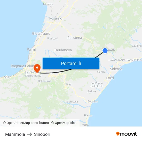 Mammola to Sinopoli map