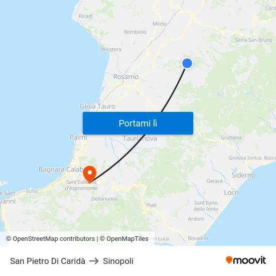 San Pietro Di Caridà to Sinopoli map