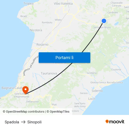 Spadola to Sinopoli map
