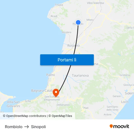 Rombiolo to Sinopoli map