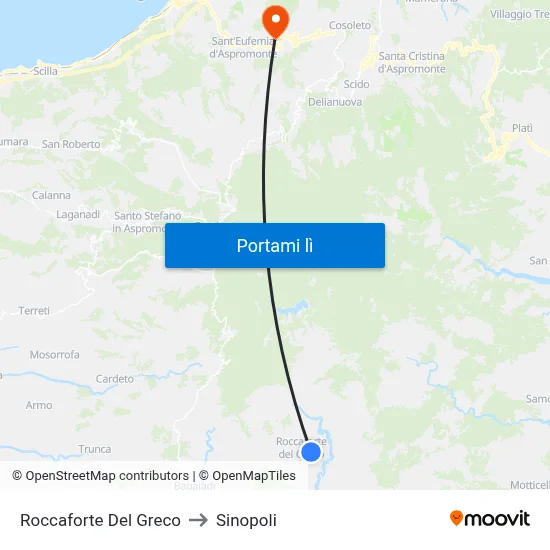 Roccaforte Del Greco to Sinopoli map