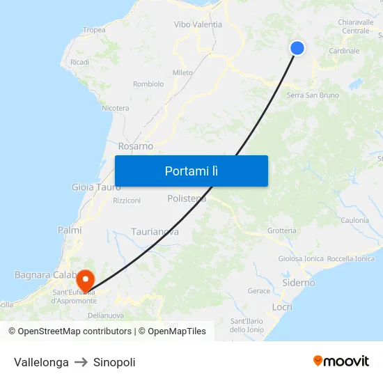 Vallelonga to Sinopoli map
