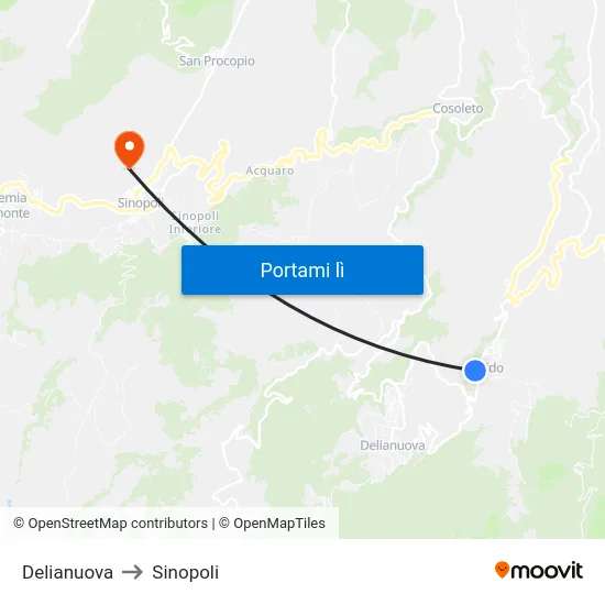 Delianuova to Sinopoli map