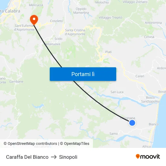 Caraffa Del Bianco to Sinopoli map