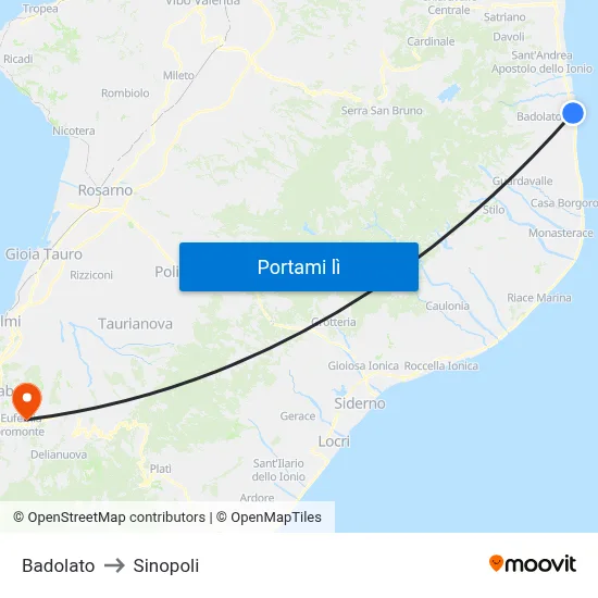 Badolato to Sinopoli map