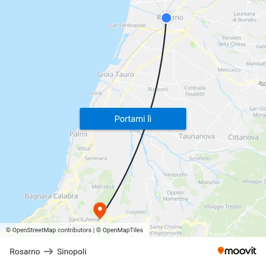 Rosarno to Sinopoli map