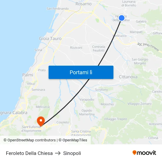 Feroleto Della Chiesa to Sinopoli map