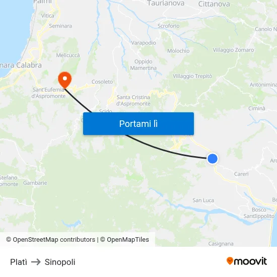 Platì to Sinopoli map