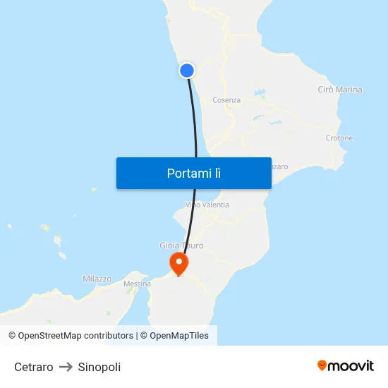 Cetraro to Sinopoli map