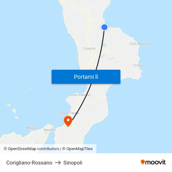 Corigliano-Rossano to Sinopoli map