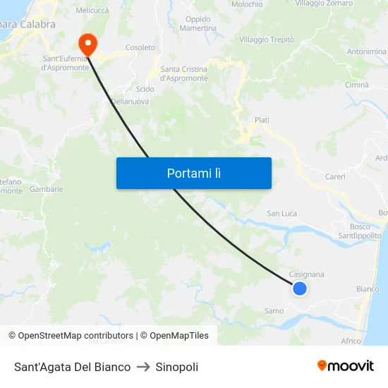 Sant'Agata Del Bianco to Sinopoli map