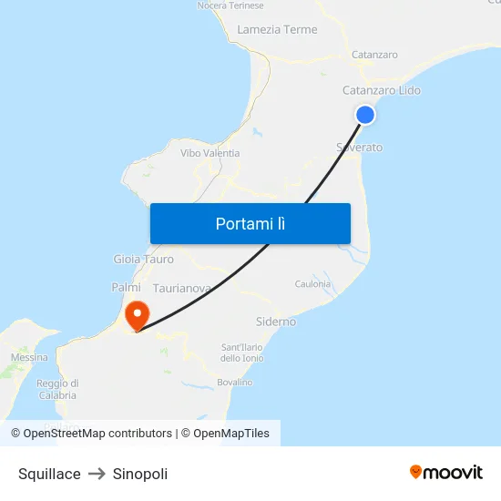 Squillace to Sinopoli map