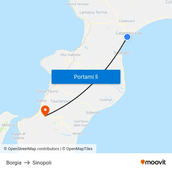 Borgia to Sinopoli map