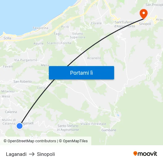 Laganadi to Sinopoli map