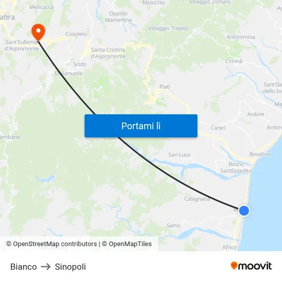 Bianco to Sinopoli map