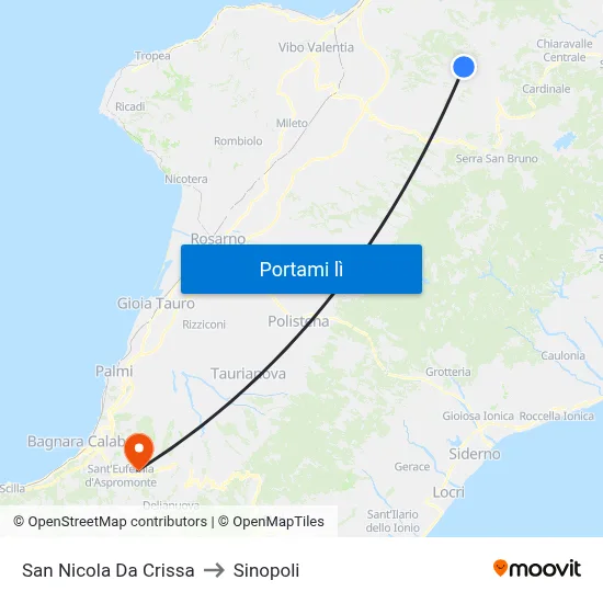 San Nicola Da Crissa to Sinopoli map