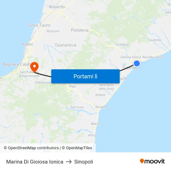 Marina Di Gioiosa Ionica to Sinopoli map