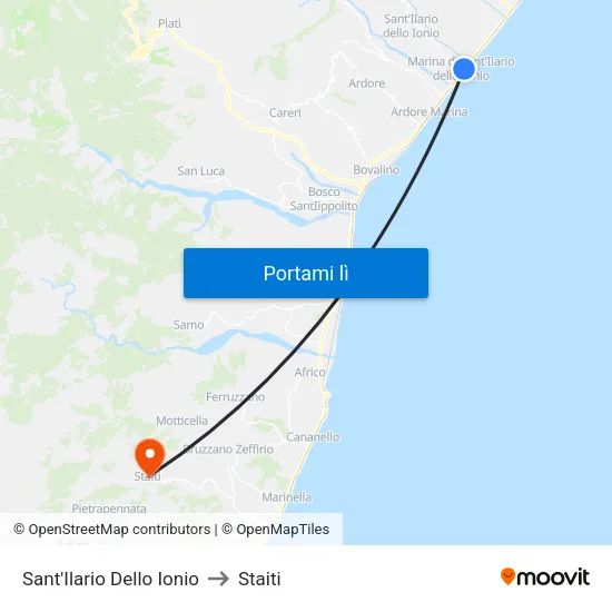 Sant'Ilario Dello Ionio to Staiti map